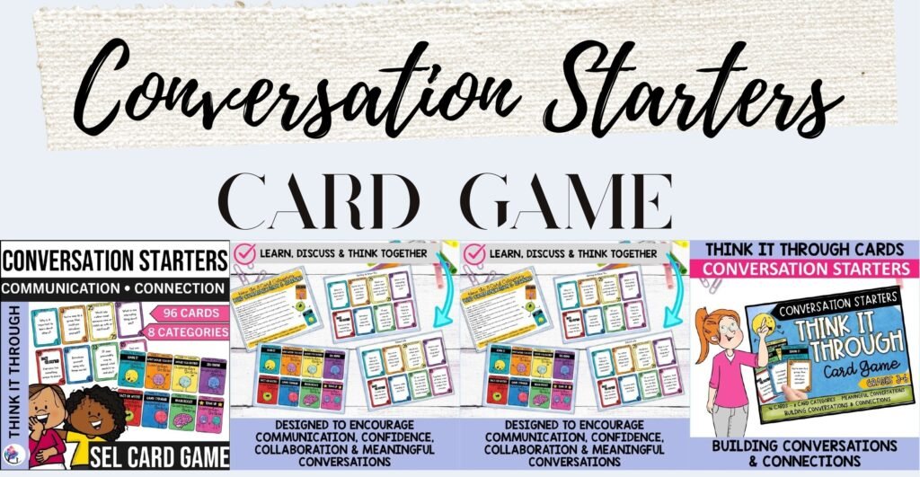 Think It Through Conversation Starters Card Game cover and sample cards