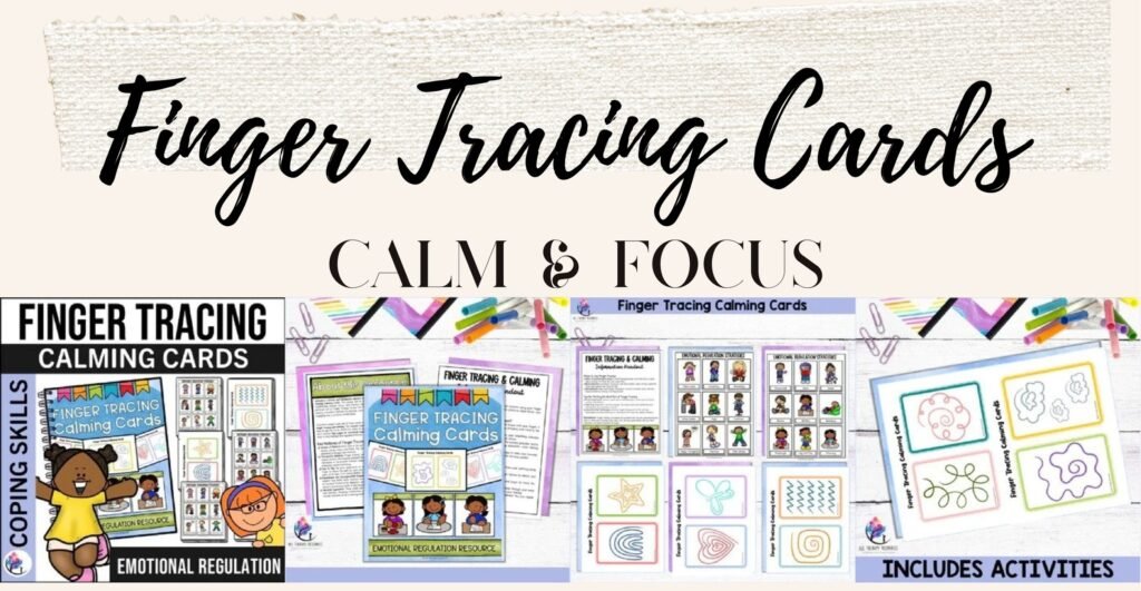 Finger Tracing Calming Cards cover and sample finger tracing designs