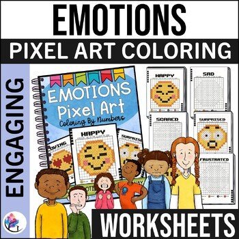 EMOTIONS PIXEL ART - Color by Numbers Counseling - SEL