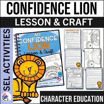 CONFIDENCE LION CRAFT - Cut & Paste School Counseling Activity - SEL Skills