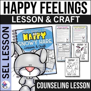 WINTER HAPPY SNOWY HARE CRAFT - Winter Counseling Craft - Emotional Literacy