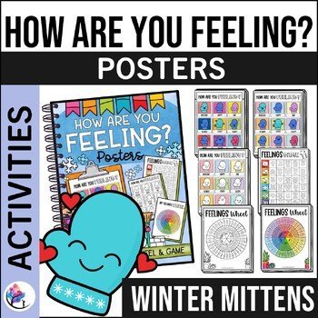 FEELINGS & EMOTIONS POSTER, GAME & FEELINGS WHEEL - Winter Mittens FREEBIE