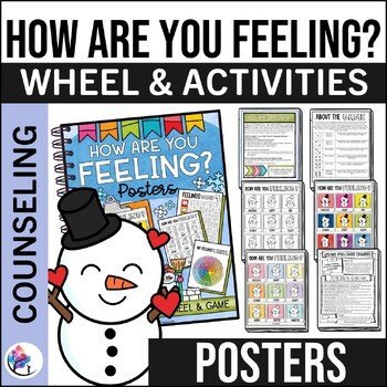 FEELINGS & EMOTIONS POSTER, GAME & FEELINGS WHEEL - Winter Snowman SEL FREEBIE