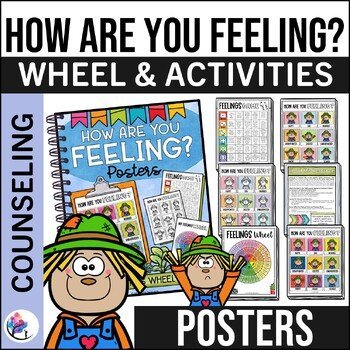 FEELINGS & EMOTIONS POSTER GAME & FEELINGS WHEEL - Fall Scarecrow SEL FREEBIE