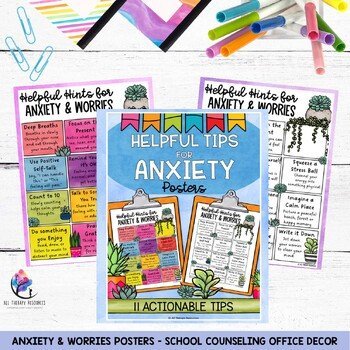 ANXIETY & WORRIES POSTERS - School Counseling Office Decor - Counseling Decor - Image 2
