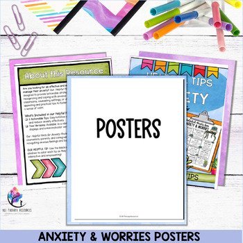 ANXIETY & WORRIES POSTERS - School Counseling Office Decor - Counseling Decor - Image 3