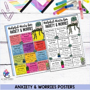 ANXIETY & WORRIES POSTERS - School Counseling Office Decor - Counseling Decor - Image 4
