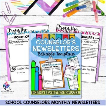 SCHOOL COUNSELORS MONTHLY NEWSLETTERS - Editable Template - Back to School - Image 2