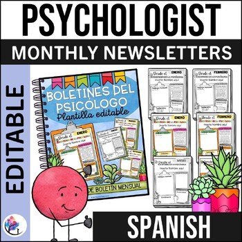 PSYCHOLOGISTS MONTHLY NEWSLETTERS - SPANISH Editable Template - Back to School