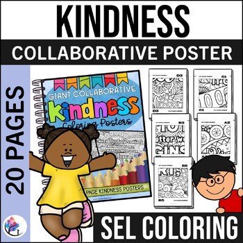 KINDNESS COLORING POSTER BULLETIN BOARD DECOR - 20 Pg Poster - SEL
