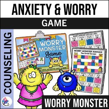 WORRY MONSTER GAME - Anger Management Worksheets Activities Game - SEL