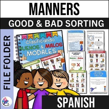 MANNERS WORKSHEETS - BAD & GOOD MANNERS FILE FOLDER | Boardmaker- SPANISH