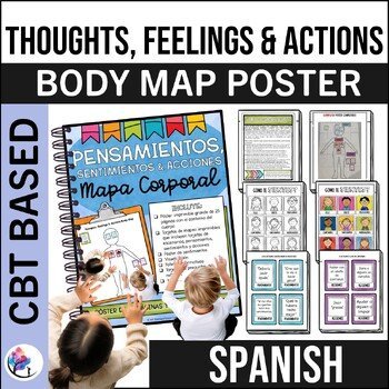 CBT - THOUGHTS FEELINGS ACTIONS - 25 Pg Group Counseling Poster Activity SPANISH