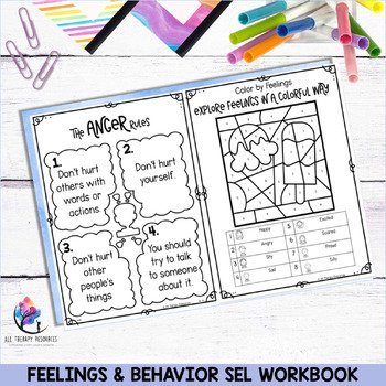 FEELINGS & BEHAVIOR SEL WORKBOOK I School Counseling SEL Emotions Activities - Image 4