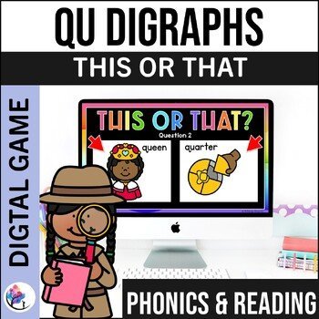 DIGRAPHS GAME - QU WORDS - Speech Therapy Activities Articulation Phonics Vocab