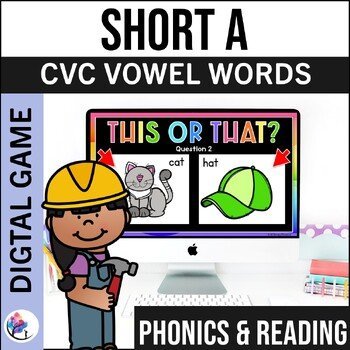 CVC Short a - Short Vowels Phonics Activities - CVC Words - No Prep Game Reading
