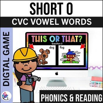 CVC Short o - Short Vowels Phonics Activities - CVC Words - No Prep Game Reading