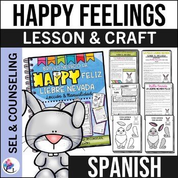 WINTER HAPPY SNOWY HARE CRAFT - Winter Counseling Craft SEL Activities - SPANISH