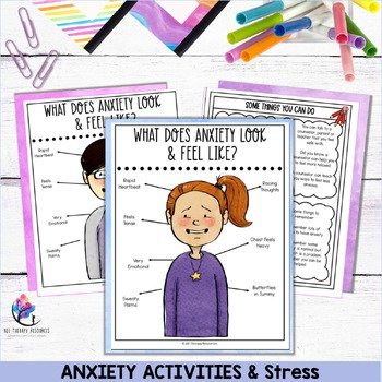ANXIETY WORKSHEETS ACTIVITIES Stress Management Coping Skills Workbook Worries - Image 4