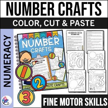 NUMBER CRAFTS - Numeracy Skills - Coloring Pages, Cutting Skills & Crafts 0-9