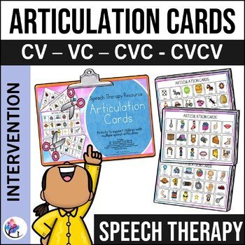Articulation Cards Visual Cues - CV, VC, CVC, CVCV Speech Therapy