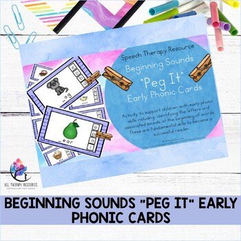 Beginning Sounds “Peg It” Early Phonic Cards - Speech Language Activities - Image 2