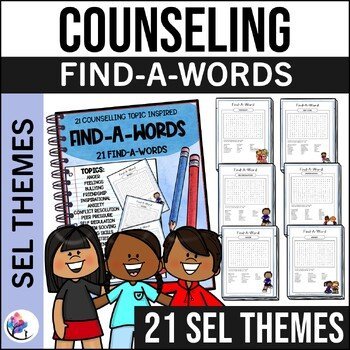COUNSELING FIND-A-WORD ACTIVITIES - SEL Word Searches Counseling Mental Health
