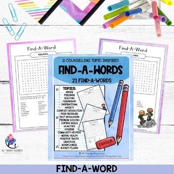 COUNSELING FIND-A-WORD ACTIVITIES - SEL Word Searches Counseling Mental Health - Image 2