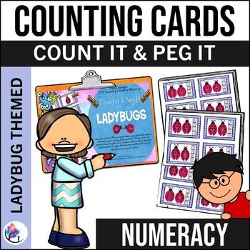 Counting & Addition Clip & Peg Ladybug Cards - Numbers 1-20 - Count & Clip