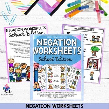 Negation Worksheets - No Prep - Speech Therapy - School & Behaviour - Image 2