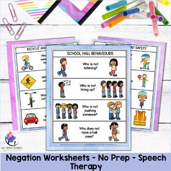 Negation Worksheets - No Prep - Speech Therapy - School & Behaviour - Image 4