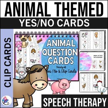 Animal Themed - Yes/No & Clip Question Cards (over 120 cards) - Speech Therapy