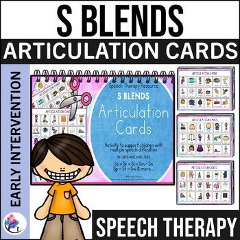 Articulation Cards with Visual Cues - S Blends - Speech Therapy