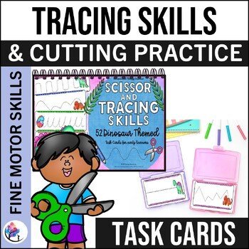Dinosaur Scissor & Tracing Task Cards for Early Learners