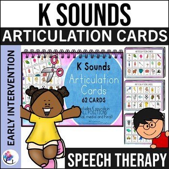 K Sounds - Articulation Cards with Visual Cues - Speech Therapy - All Positions