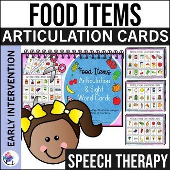 Articulation & Sight Word Cards with Visual Cues - Food Items