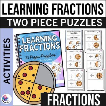 Learning Fractions - Pizza Themed 2-Piece Puzzles - Early Learning