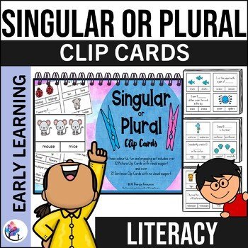Singular or Plural Clip Vocabulary Cards - Preschool, Autism, Literacy, SPED