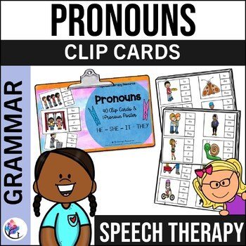 Pronoun Clip Cards and Poster - Grammar - Autism Special Education