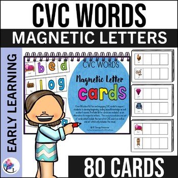 CVC Magnetic Letter Cards - 80 Building letter Cards Activities Literacy Center