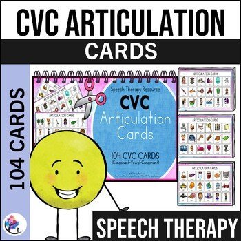 Articulation Cards with Visual Cues - 104 CVC Cards with Visual - Speech Therapy
