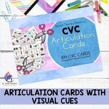 Articulation Cards with Visual Cues - 104 CVC Cards with Visual - Speech Therapy - Image 2