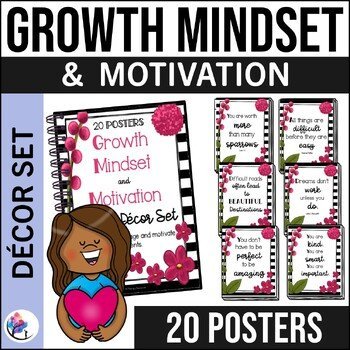 Growth Mindset and Motivation Poster Decor Set - Bulletin Board