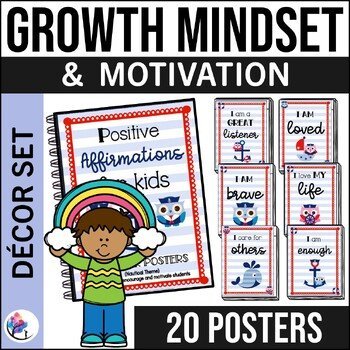 Positive Affirmations for Kids Classroom Decor  - Nautical Theme Bulletin Board