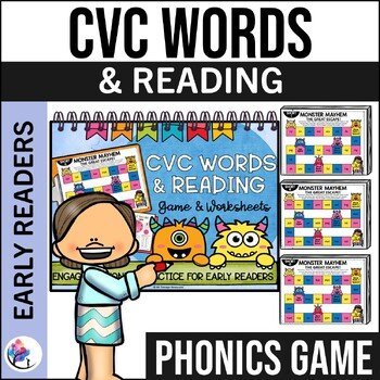 CVC WORDS & CVC WORKSHEETS - CVC GAME & READING - Game and Worksheets