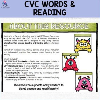 CVC WORDS & CVC WORKSHEETS - CVC GAME & READING - Game and Worksheets - Image 3