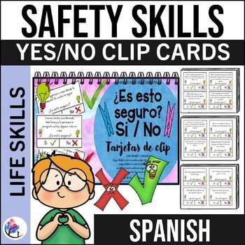 Safety Skills - Yes No Clip Cards - Autism Special Education - SPANISH VERSION