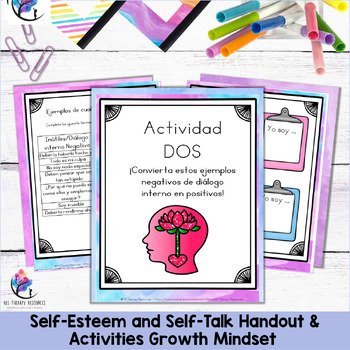 Self-Esteem and Self-Talk Handout & Activities Growth Mindset - SPANISH VERSION - Image 4