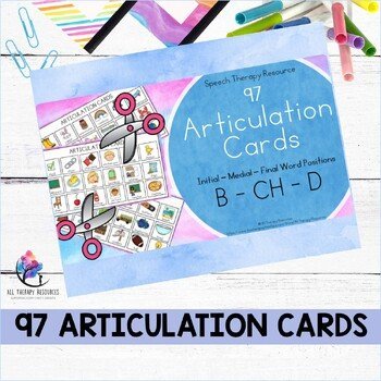 97 ARTICULATION CARDS (B - CH - D sounds with Visual Cues) Speech Therapy - Image 2