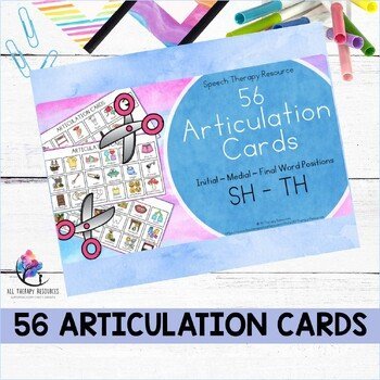 56 ARTICULATION CARDS (SH - TH sounds with Visual Cues) Speech Therapy - Image 2